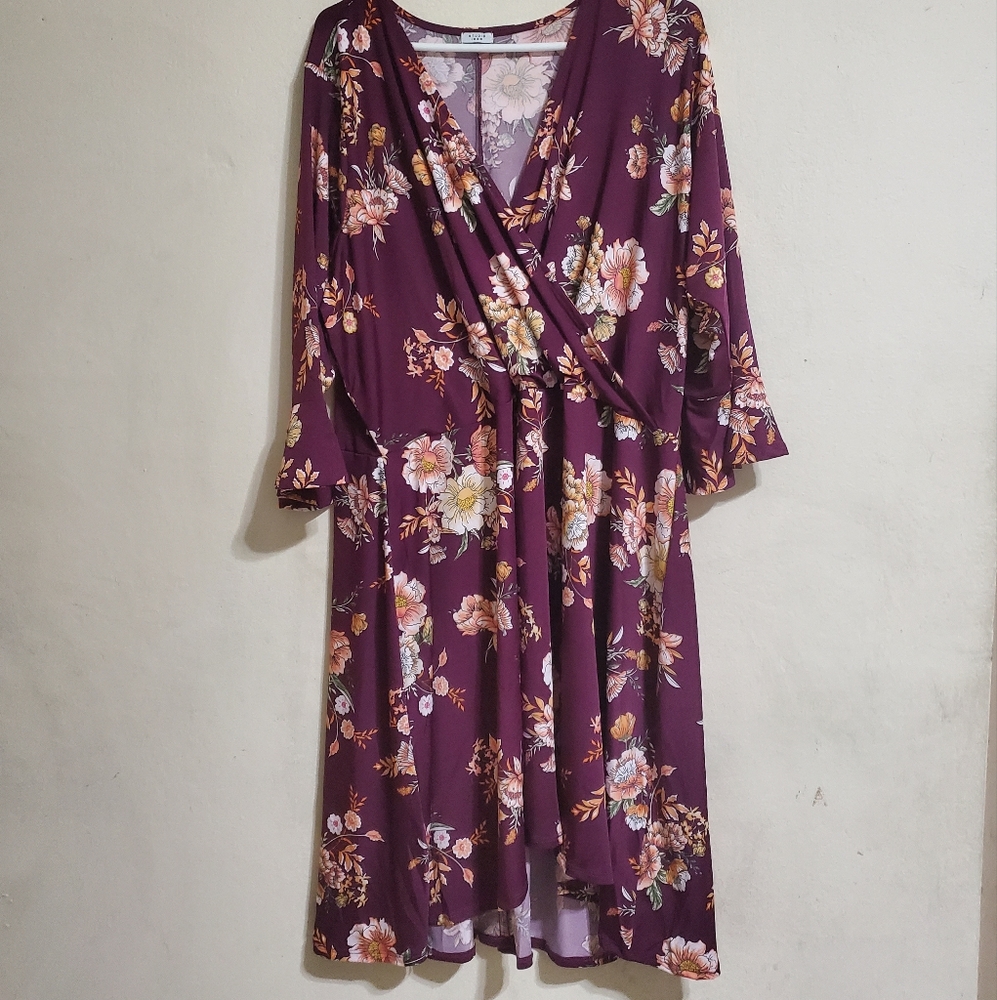 Studio 1886 Floral Plus Size Dress 22W 24W slightly high low